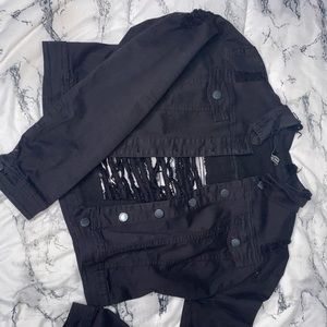 Black jean jacked distressed